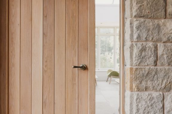 Details of Bespoke oak front door in Sheffield.