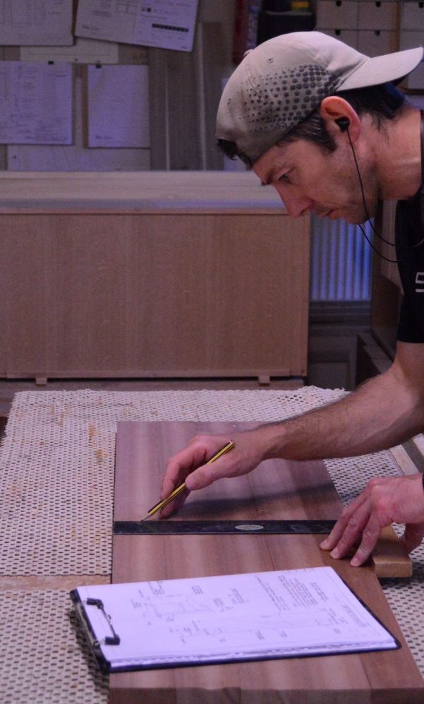 Phillip Davies Experienced cabinet maker setting out a project.