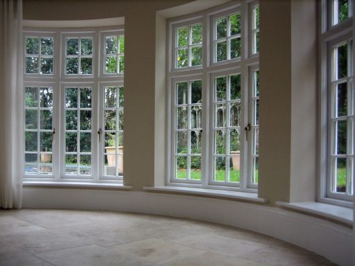 Curved hardwood bay windows made in Sheffield. Bespoke joinery by Phillip Davies.