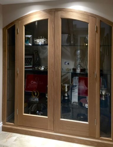 Bespoke trophy cabinet handmade in Sheffield from Oak.