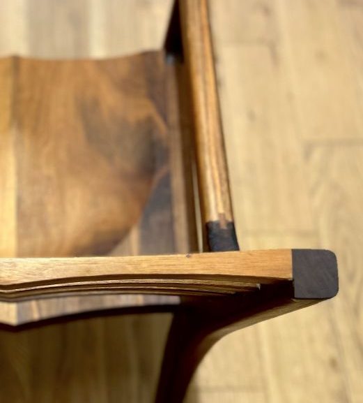 Handmade chair detail. Handmade chair from black walnut in Sheffield.