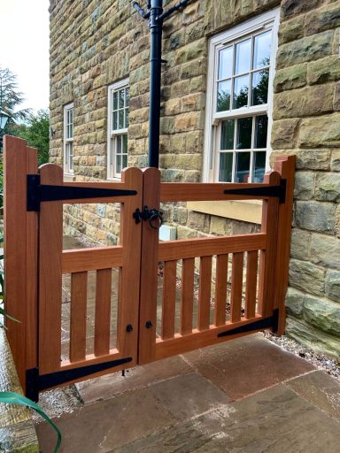 Garden gates in Derbyshire made from hardwood and stained in Osmo.