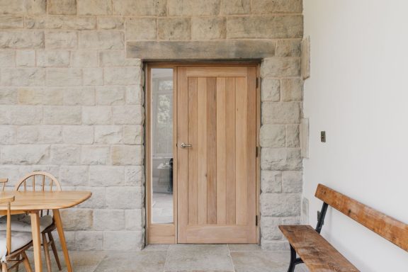Bespoke joinery made in Sheffield, Oak front door and frame.
